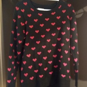 Faded Glory Juniors Black Sweater with Hearts